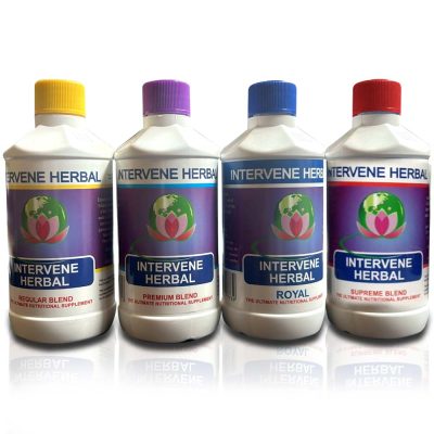 Picture of all Intervene Herbal products, Intervene Premium, Intervene Premium Supreme Blend, Intervene Regular & Intervene Royal