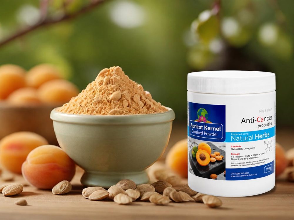 A close-up image of apricot kernel powder, showcasing its finely crushed texture and vibrant color. This image symbolizes the natural potency and versatility of apricot kernel powder as a holistic remedy for wellness.